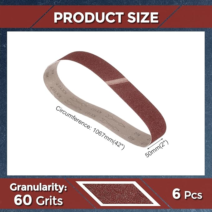 10 Pcs Sanding Belts 2 x 42 Inch 60 Grit Aluminum Oxide Abrasive Sandpaper for Belt Sander Metal Grinding Wood Working Weld Rust Removal