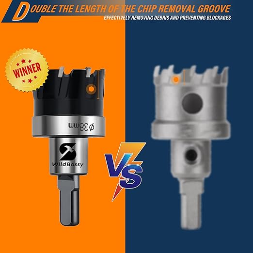 Carbide Hole Saw Kit for Metal TCT Hole Saw Drill Bit Set Hole Cutter Kit for Stainless Steel 5PCS(5/8" to 1-25/32")