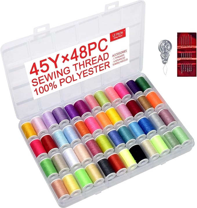 48 Rainbow Color Set of Handy Polyester Sewing Threads by LE+PAON