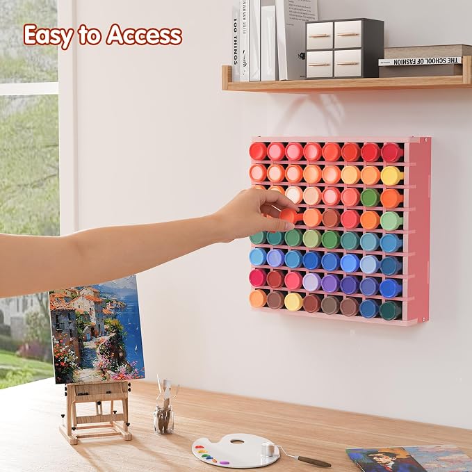 Krafetto 64 Grids Craft Paint Storage Organizer, Wall-mountable Paints Holder - Image 6