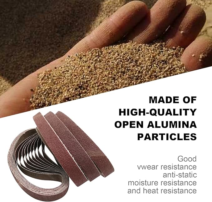 3/8x13 Sanding Belt, Premium Calcined Aluminum Oxide Grain Sandpaper, 40,60,80,120,180,240,320,400 (24/25 Pack) (40 80 120 180 240 320 Grit)