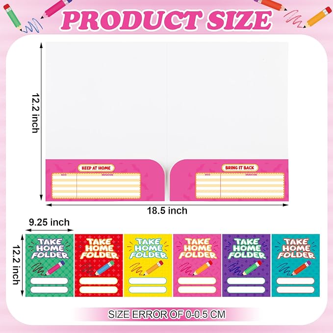 Outus 24 Pcs Take Home 2 Pocket Folders Letter Size Decorative File Folders - Image 2