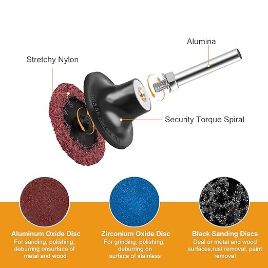 SUNJOYCO 104 PCS 2 Inch Sanding Discs, Die Grinder Sanding Disc, Quick Change Discs with 1/4 Inch Shank, Roll Lock Abrasive Disc for Surface Prep Strip Grind Polish Burr Finish Rust Paint Removal