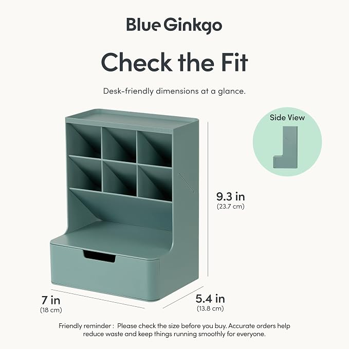 BLUE GINKGO Hive Pen Desk Organizer, Made in Korea | 6 Compartments. Full - Image 3