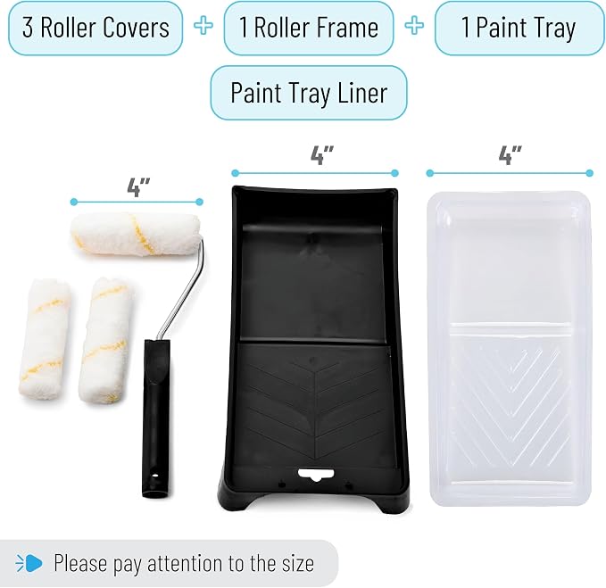 Bates- Paint Tray Set, Paint Roller Kit, 4 Inch Roller Set, Small Paint Roller - Image 2