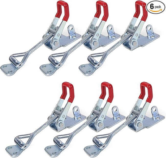 POWERTEC 6PK Toggle Clamp, 400 lbs Holding Capacity, 4002 Adjustable Pull Action Latch for Smoker, Tool Box, Woodworking Jigs and Fixtures, Cabinet, Tool box, Door (20312-P3)