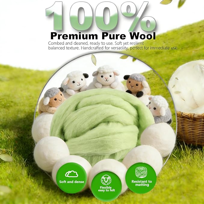 Wool Roving-3.5oz Needle Felting Wool, Soft Multi-Color Wool Fiber, Perfect - Image 5