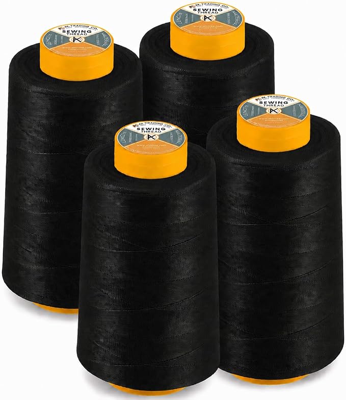 AK Trading 4-Pack Black All Purpose Sewing Thread Cones of High Tensile by Fabrics%7CEventDecor%7CCrafts%7CUpholsteryFoam