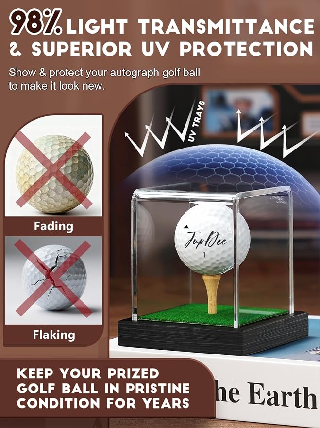 JupDec Golf Ball Display Case Clear Acrylic Memorabilia Stand Cube Holder - Image 3