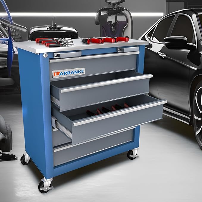 5-Drawer Rolling Tool Chest,Locking Metal Tool Cabinet with Drawer Liners,Non-Slip Pearl Cotton Mat,360° Wheels for Easy Move,Can be Used in Combination with The Seven-Drawer Tool Cabinet