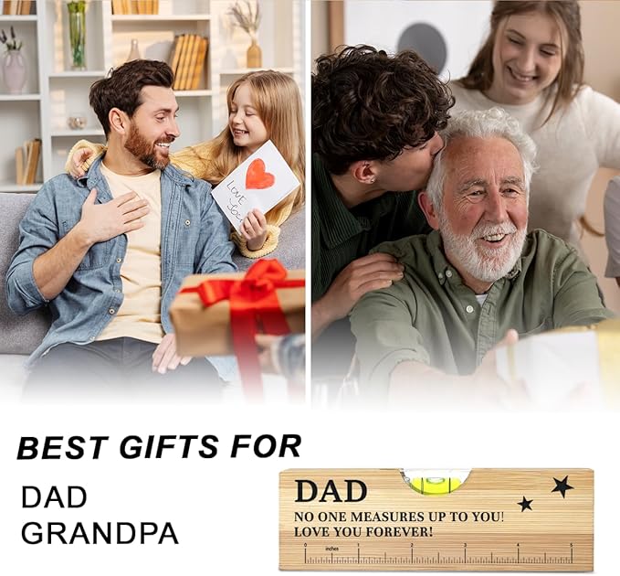 Christmas Gifts for Dad from Daughter Son Wooden Spirit Level, Fathers Day Birthday Gifts for Dad Grandpa Papa New Dad Daddy from Daughter Son Wooden Spirit Level Bottle Opener