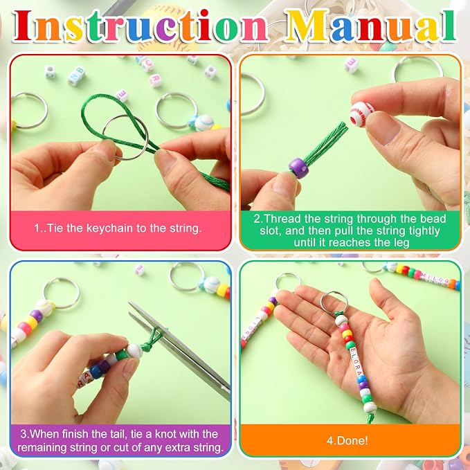 Landical 564 Pcs Baseball Keychain Making Kit DIY Basketball Bead Keychain Set - Image 2