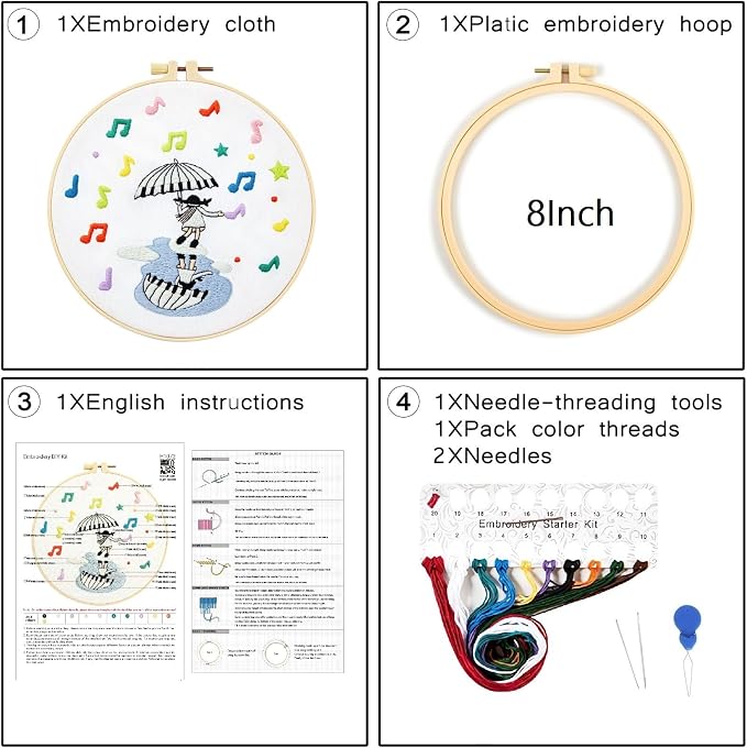 Hand DIY Embroidery Kits for Beginners Adults, Cute Crewel Embroidery Art Kits - Image 7