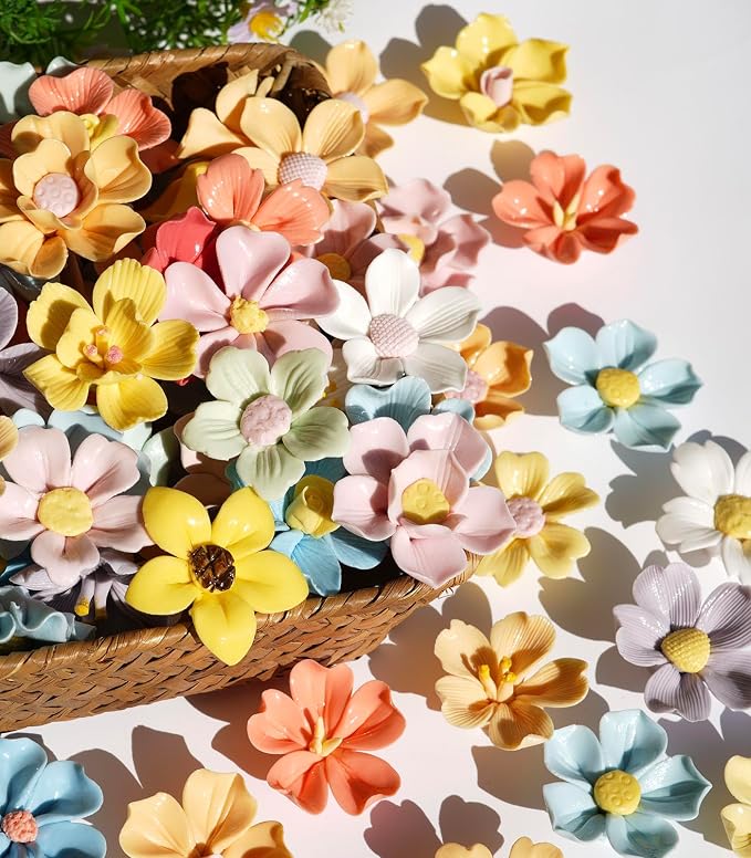 Lanyani 30 Pieces 3D Ceramic Flower Mosaic Tiles - Image 3