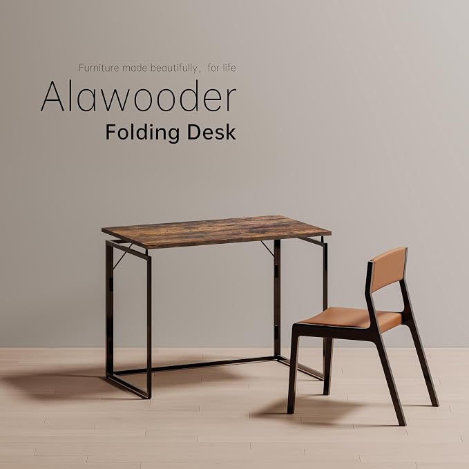 alawooder 39.4" Folding Desk: No Assembly, Wood Top - Image 9
