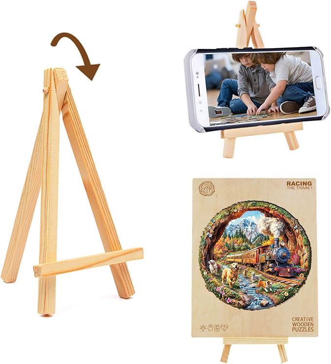 KAAYEE Wooden Puzzles for Adults, 3D Visual Effect Dogs Racing Against Trains - Image 5
