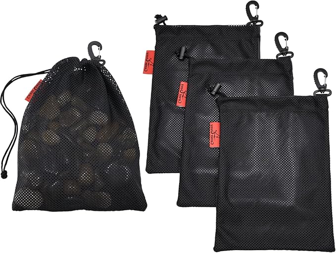 Mesh Foraging Bags with Clip, 4 Pack Drawstring & Toggle Closure Foraging Pouch by CoverGeny