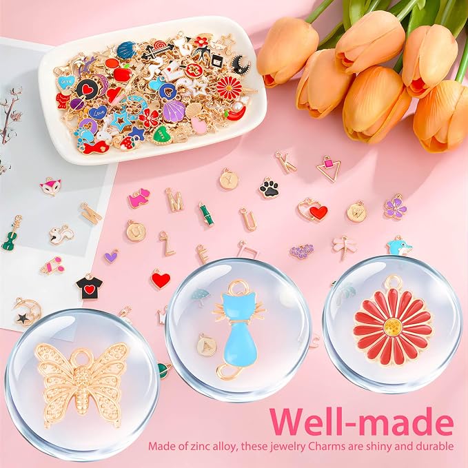 Flasoo 404Pcs Gold Charms for Jewelry Making, Keychains and Crafts - Image 4