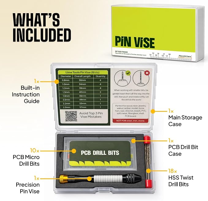 Precision Pin Vise Hand Drill Set, 28 Micro Drill Bits - Image 3