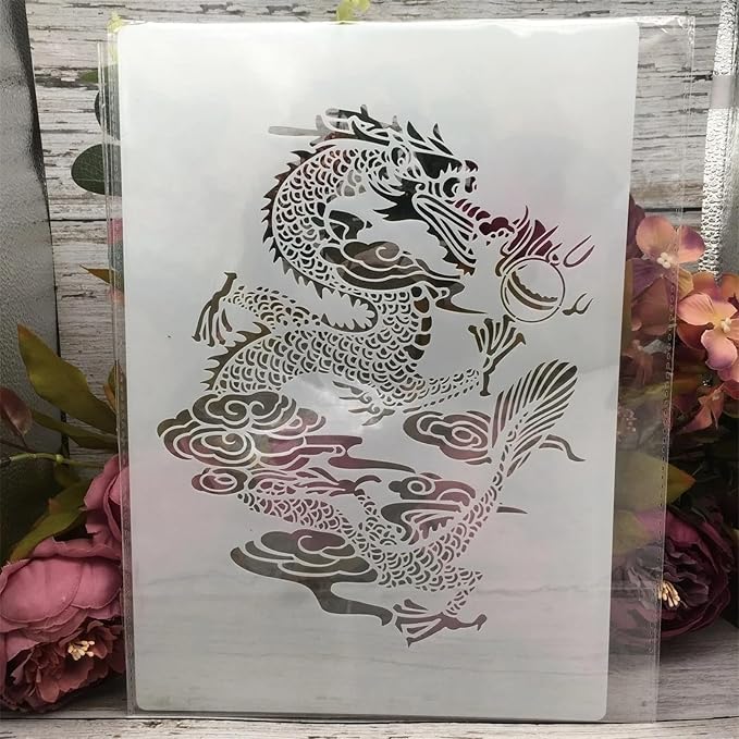 TIAMECH A4 Reusable Chinese Dragon Stencil - Image 4