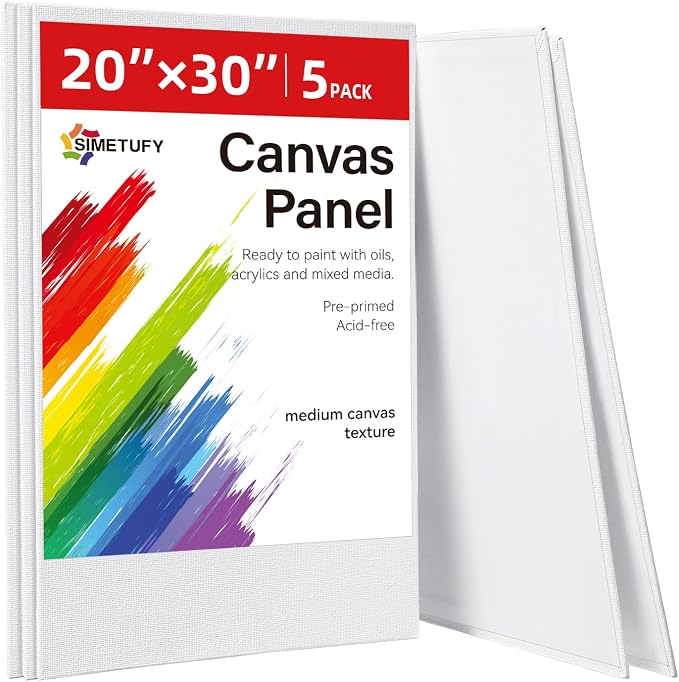 Simetufy 5 Pack 20"x30" Large Canvas Boards by Simetufy