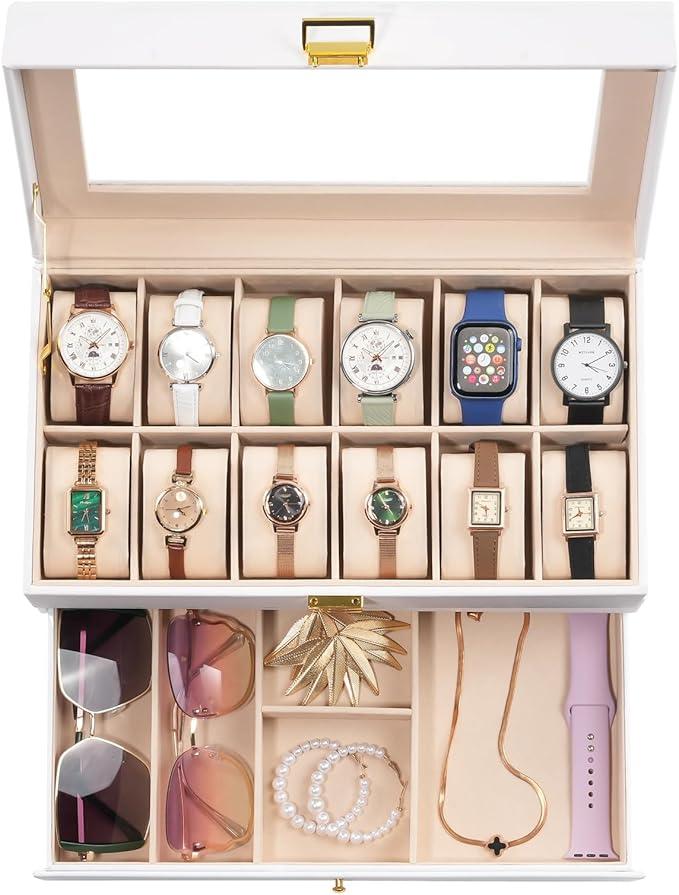 ProCase Watch Box, 12 Slot Mens Watch Case by ProCase