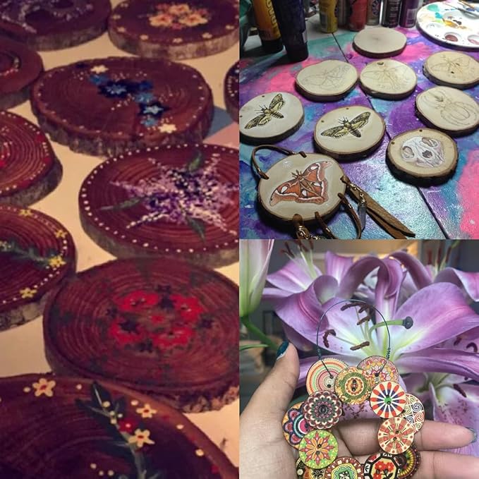 Natural Wood Slices for Crafts, 1.2"-2.5" Mini Assorted Unfinished Wood Tree - Image 7