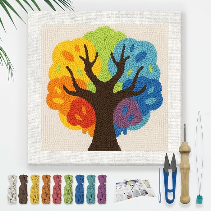 Doodlream Colorful Tree DIY Punch Needle Embroidery Kit by Doodlream