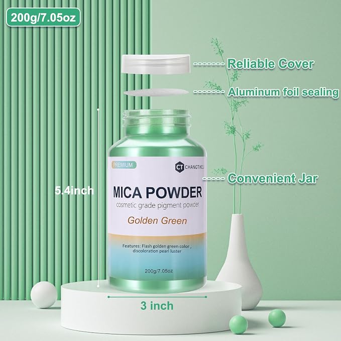 Mica Powder, 7.05OZ（200g）, Epoxy Resin, Candle Making, Bath Bombs - Image 3