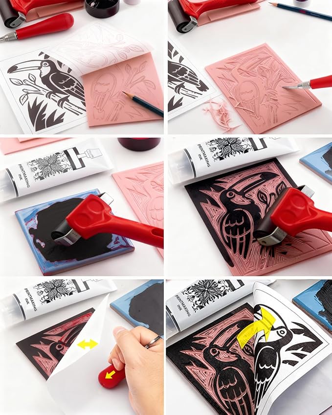 Linocut Kit for Printmaking & Stamp Making: Linocut Tools Block Printing Kit - Image 8