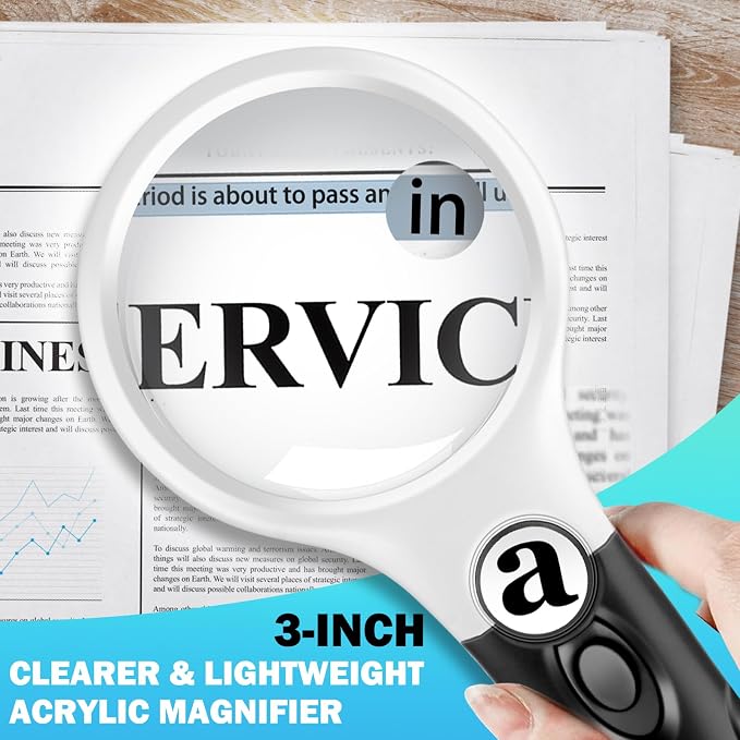 Compact Magnifying Glass with Lights, 3 LED Light Magnifying Glass - Image 5