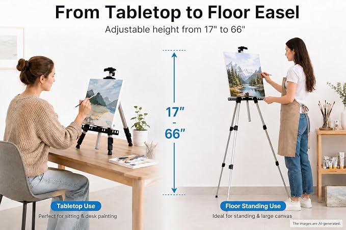 RRFTOK Silver 2 Pack 17-66 Inch Art Easel Stand - Image 4