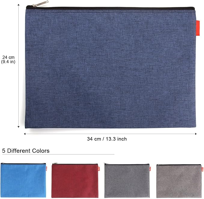 5 Pack Canvas Zipper Tool Bag Set, 13.3" x 9.4" 14oz Heavy Duty Waterproof Multipurpose Utility Multi Tool Storage Pouch Case for Organizing and Sorting Household Tools, Spare Parts (5 Colors)