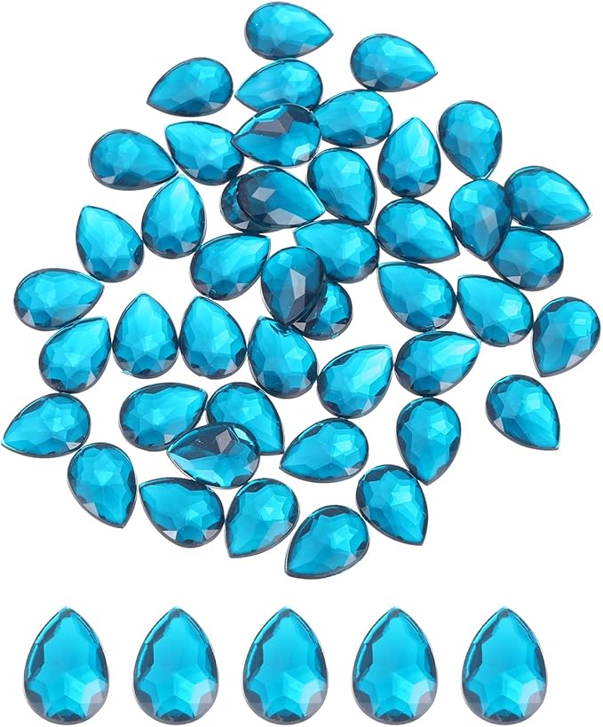 MECCANIXITY 50PCS Flat Back Acrylic Teardrop Gems 10x14mm Artificial Rhinestones by MECCANIXITY