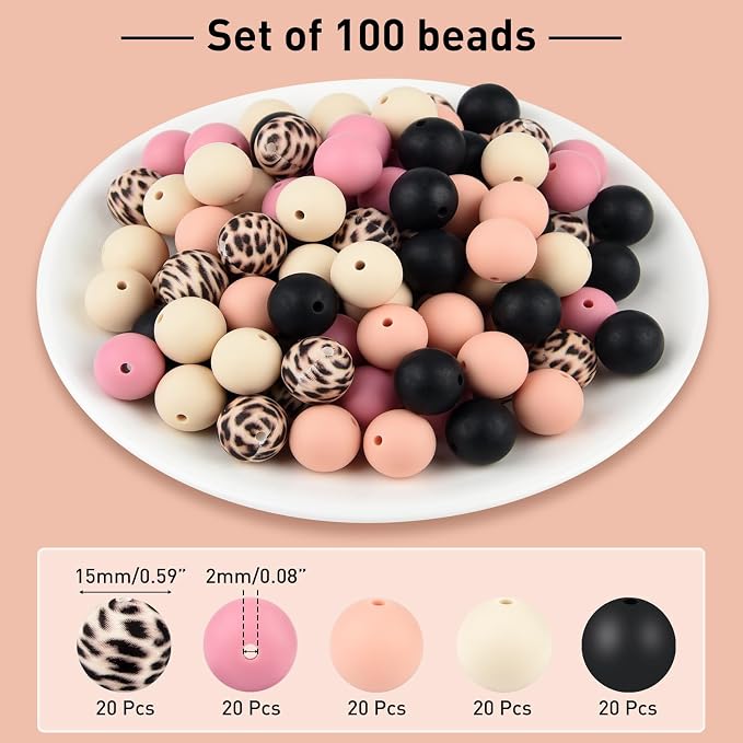 ASTARON 100 Pcs 15mm Silicone Beads - Image 2