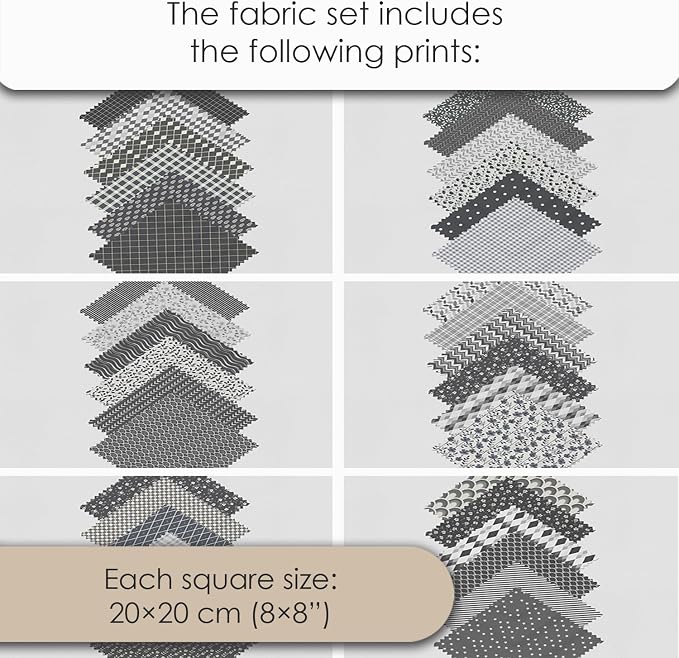 Cotton Satin Patchwork Fabric Panel – 35 Designs, 20×20 cm Squares, Single - Image 7