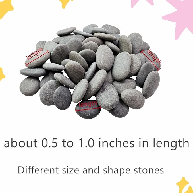 Lifetop 51pcs Tiny Painting Rocks ，DIY Smooth Surface Stones, Arts and Crafts - Image 2