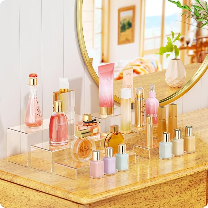 NIUBEE Acrylic Display Riser, 2 Set Clear Rectangular Stands - Image 6