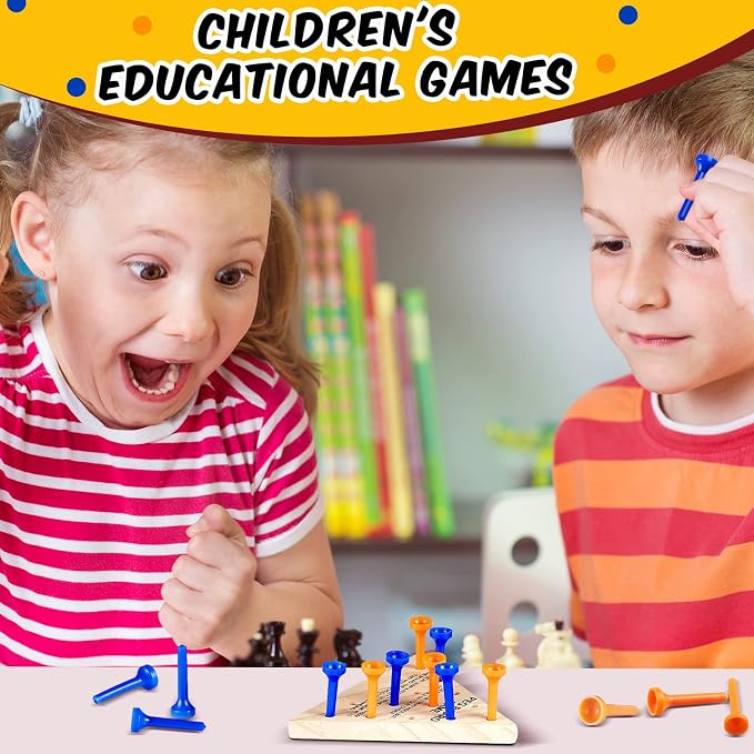 Zhanmai 3 Sets Wooden Triangle Peg, Educational Board, Travel Size, Operation - Image 4