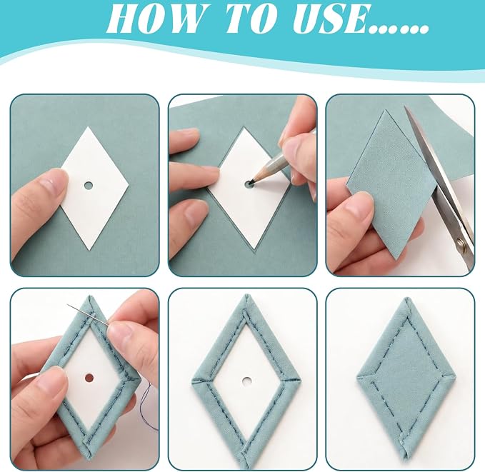 600 PCS 1" Diamond 60 Degrees Piecing Paper Templates, Quilting Templates - Image 4