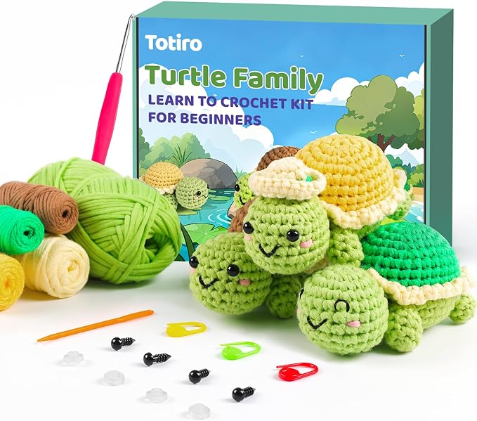Totiro Crochet Kit for Beginners, Turtle Amigurumi Starter Kit, Easy DIY Craft by YourDestinationforFun