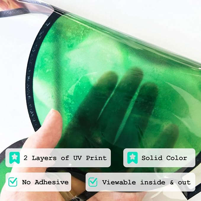 Original Hand Drawn Faux Stained Glass Window Film Double-Sided Texture Static - Image 4