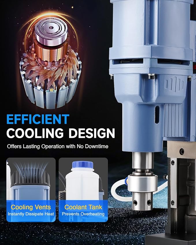 ZELCAN Magnetic Drill Press with 11 Drill Bits, 1550W Mag Drill Press with 2" Dia. 3125 lbf/13900N Mag Force, 650 rpm Power Magnetic Drill with Stepless Speed & Reversible Direction for Metal Surface