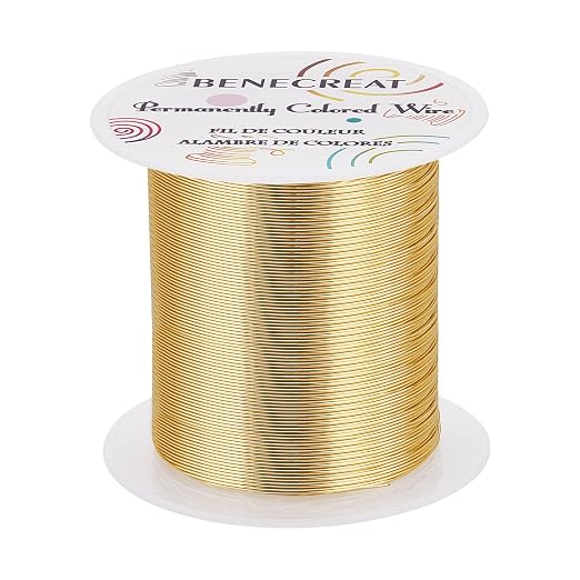 BENECREAT 24 Gauge 87 Yards Jewelry Beading Wire Light Gold Tarnish Resistant by BENECREAT