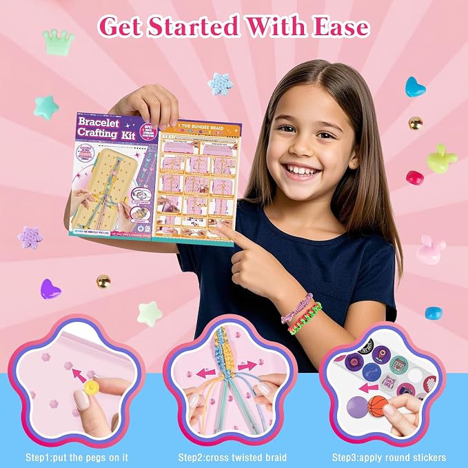 TingingYuli Friendship Bracelet Making Kit, 3-Layer Storage Box, Gift 6-12 | - Image 5