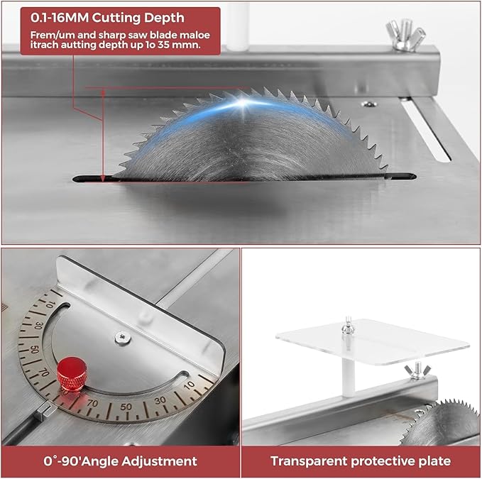 Mini Table Saw, 1.2x16.5in Multifunktional Small Table Saw With 10 Sanding Belts, 300W Dual Motor Control Belt Sander for Metal, Wood, Aluminum and Other Grinding and Cutting Tools
