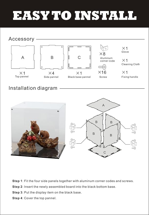 13 Inch Clear Self Assembly Acrylic Display Case, Display Box Storage Holder - Image 8