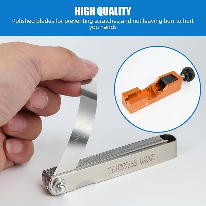 Spark Plug Gap Tool, Spark Plug Gapping Tool with 32 Blade Steel Feeler Gauge, Universal Spark Plug Gap Tool for Most 10mm 12mm 14mm 16mm Spark Plugs (Orange)