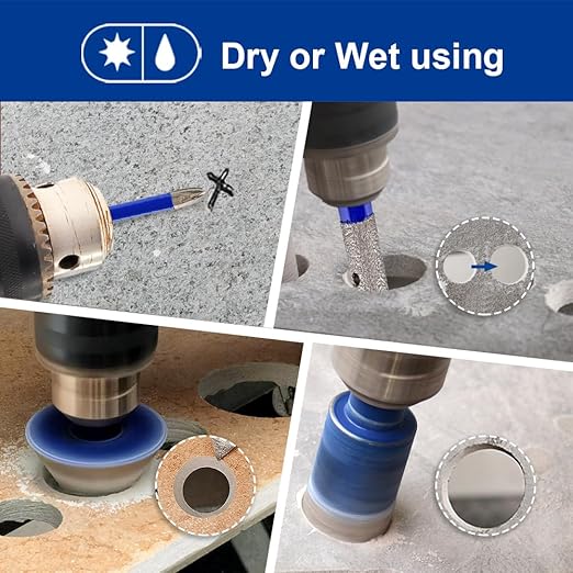 SHDIATOOL Diamond Drill Core Bits,Tile Drilling Core Hole Saw Kit for Porcelain Marble Ceramic Granite with 1/4 Carbide Positioning Drill Bit 12pcs (5/6/6/8/20/25/28/32/35MM/6MM/30MM/10MM)