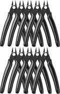 BOENFU Small Wire Cutters 10 Pack Precision Wire Cutters 5 Inch Flush Cutters Zip Tie Cutters Small Side Cutter for Jewelry Making, Electronics, 3d Print, Plastic Models, Black